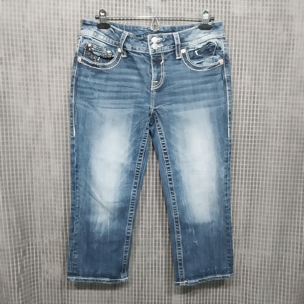 Vigoss Capri Jeans Womens Embellished Flap Pocket Size 9/10 Blue